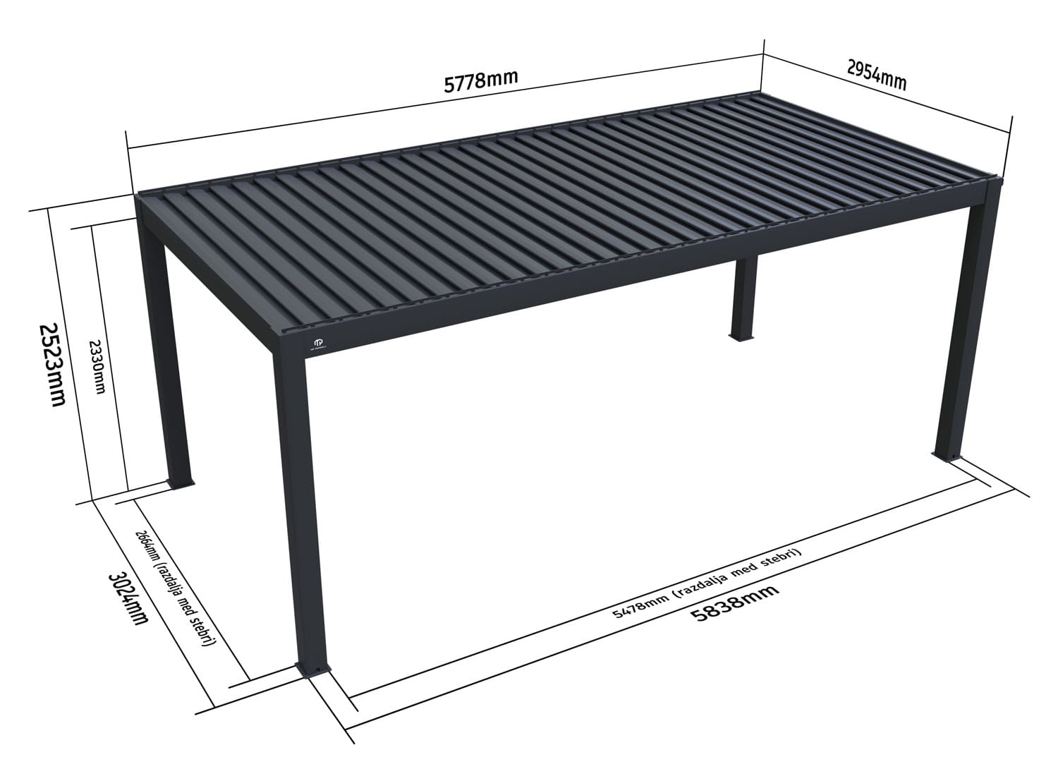 MP pergola bioklimatska pergola 3x6m