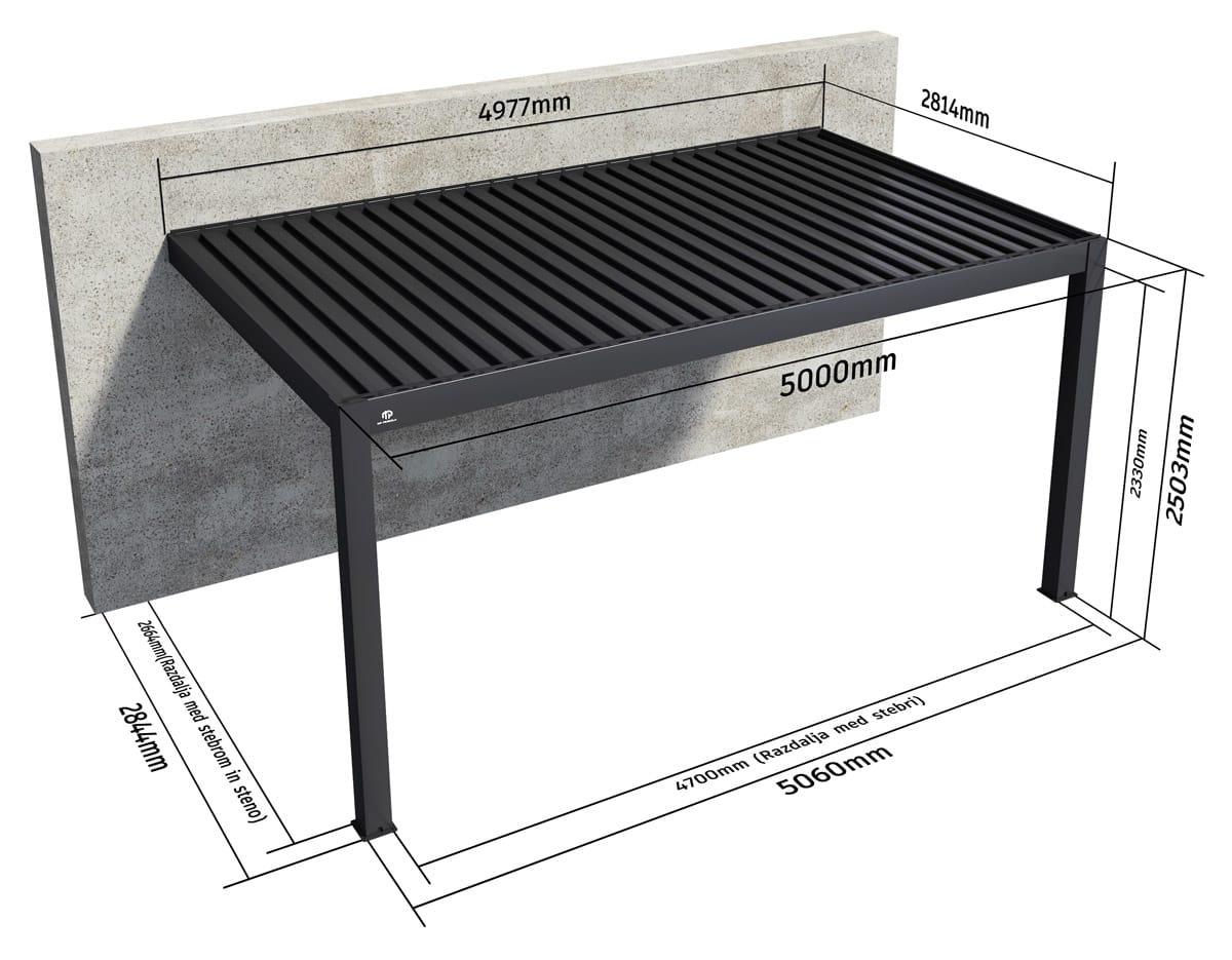 MP pergola stenska bioklimatska pergola 3x5m