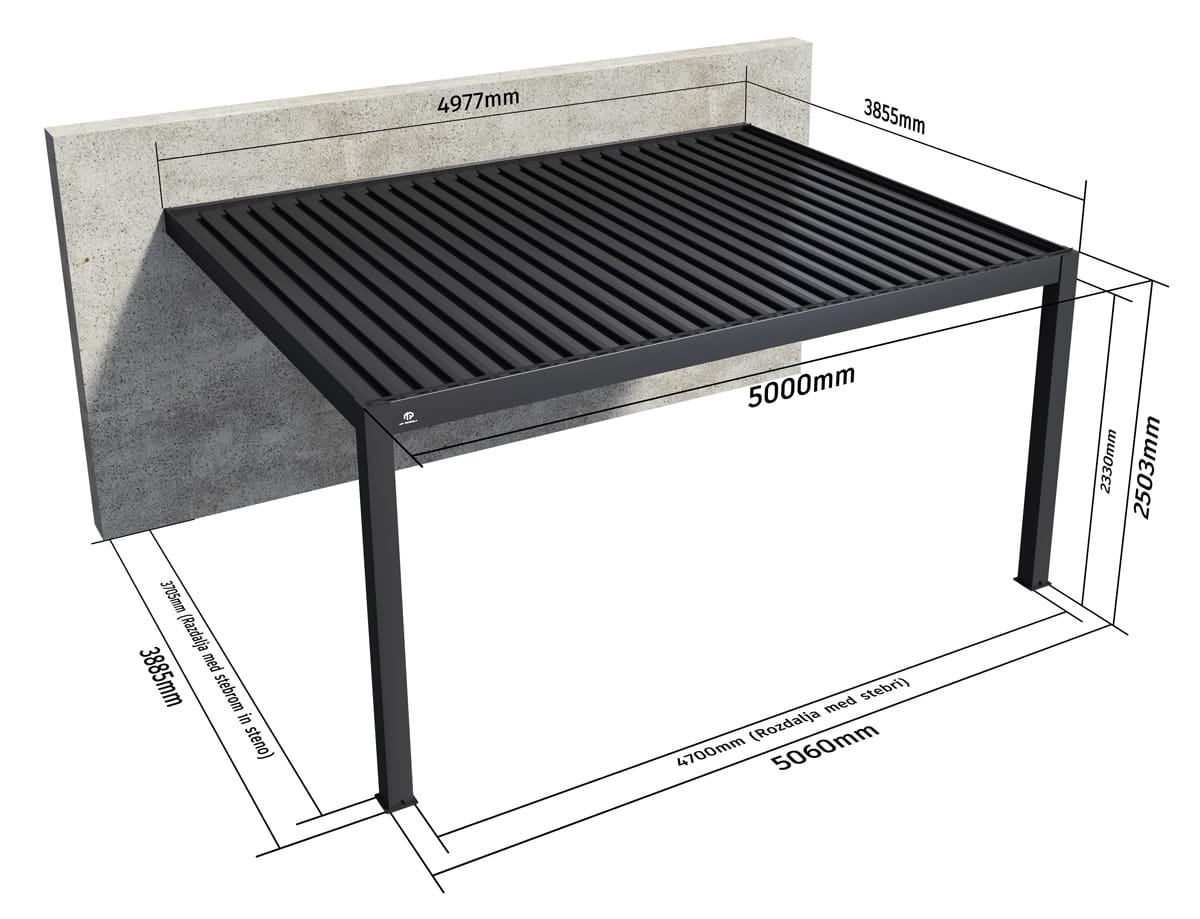 MP pergola stenska bioklimatska pergola 4x5m